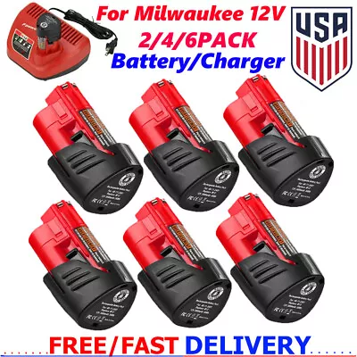 Battery+Chager For Milwaukee For M12 48-11-2460  48-11-2401 LITHIUM Battery • $21.99