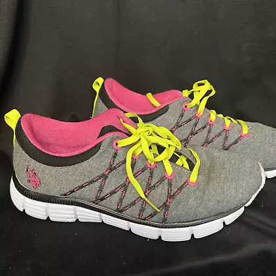 US Polo Assn Womens Sneakers Athletic Shoes Gray & Pink NW2133 Size 7 • $18