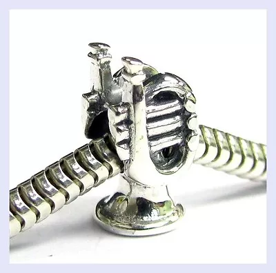 Sterling Silver Music Instrument Trumpet Band Bead For European Charm Bracelet • $24.98