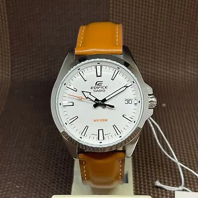 Casio Edifice EFV-100L-7A White Analog Brown Leather Classic Quartz Men's Watch • $161.70