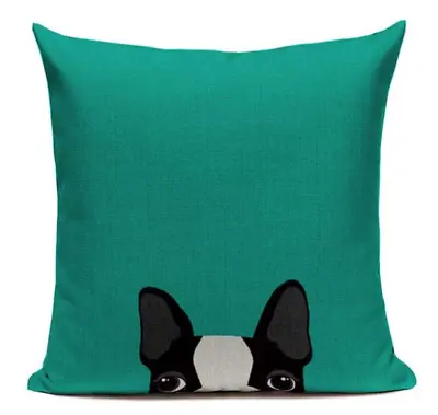 $19.16 • Buy Boston Terrier B5 Cushion Pillow Cover Cartoon Pet French Bulldog Handmade Green