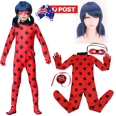 Girls Deluxe Miraculous Ladybug Superhero Fancy Dress Kids Costume Jumpsuit • $16.98