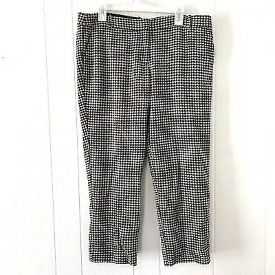 J Crew Womens 14 Pants City Skimmer Houndstooth Ankle Wool Crop Trouser Pocket • $26.24