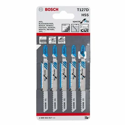 Bosch Jigsaw 5 Blades Pack T127D Aluminium Metal Cut 2608631017 ; Makita Dewalt • £6.95