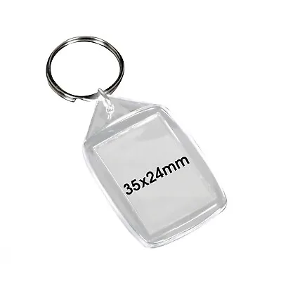 Clear Blank Acrylic Photo Keyring Insert Personalise - Plastic 35mm X 24mm • £1.65