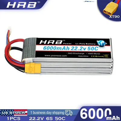 HRB 6S 6000mAh 22.2V LiPo Battery XT90 For RC Heli Plane Quad Airplane Truck Car • $68.99