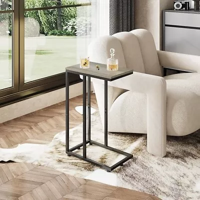 WLive C Shaped End Table For Sofa- Solid Wood Top Metal Frame • $23.99