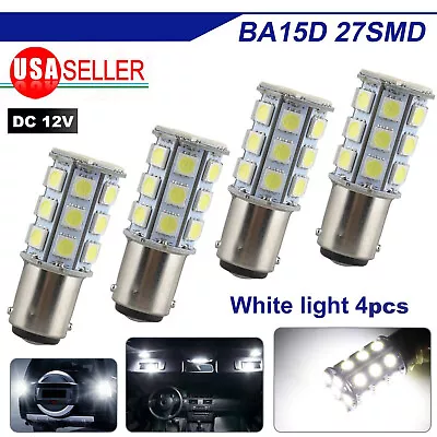 4X BA15D 27SMD RV Camper Boat LED Interior Light Bulb 1076 1142 1004 Super White • $8.48