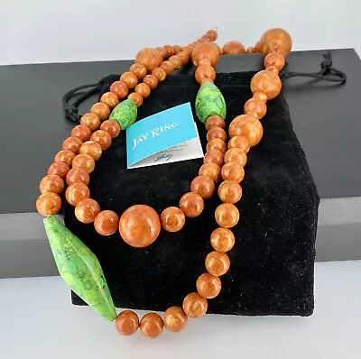 Mine Finds Jay King Sterling Silver Sponge Coral & Lime Green Turquoise Necklace • $9.15