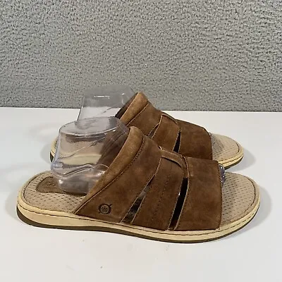 Born Sail Sandals Men's 12 Brown Suede Leather Slide Rubber Soles • $24.99