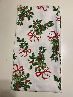 Vintage Vera Neumann Holly Berry & Ribbon Christmas Tablecloth 104 X 60  - READ • $35