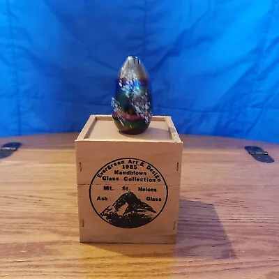 Hank Claycamp Mt.St.Helens Blown Volcanic Ash Iridescent Glass Egg Paperweight • $40