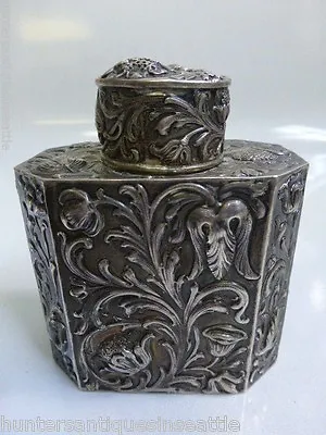 Antique Simon Rosenau 800 Fine Silver Repousse German Tea Caddy • $995