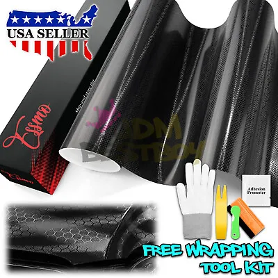 PET Honeycomb Carbon Fiber Satin Black Hex Car Vehicle Vinyl Wrap Decal Sheet • $14