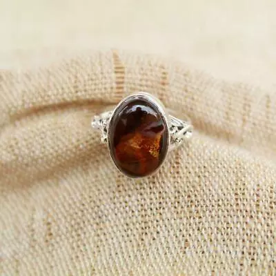 Mexican Fire Agate 925 Sterling Silver Ring Natural Stone Handmade Jewelry Gift • $72.09