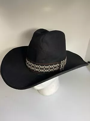 Vintage Mens Newport Cowboy Western Hat  100%  Cotton Black Small 6 3/4- 6 7/8 • $27.97