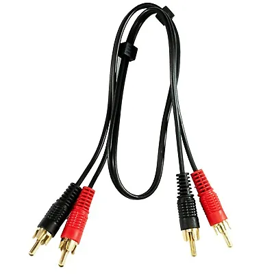 0.5m TWIN PHONO CABLE Male 2 X RCA Audio Stereo Cable GOLD 50cm Speaker Amp Lead • £3.24