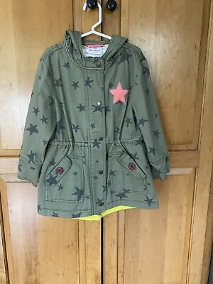 $20 • Buy Hanna Andersson Girls Star Army Green Canvas Coat Hooded Jacket Size 110