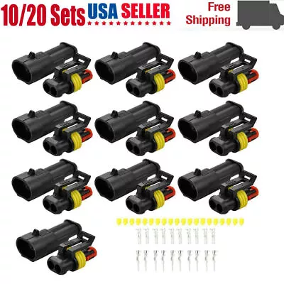 20X Car Waterproof Electrical Wire Cable Connector Male Female 2Pin Way Plug Kit • $7.99