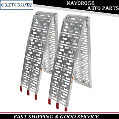 2 Pcs Aluminum Folding Ramps Silver For ATV Truck Motorcycle Ramp Bike • $212.99