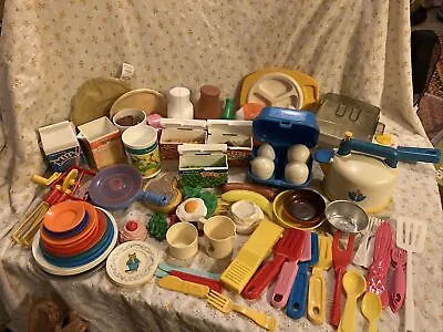 Fisher Price Fun With Food Play Kitchen Pretend Play Huge Lot Of Vintage 80s 90s • $110