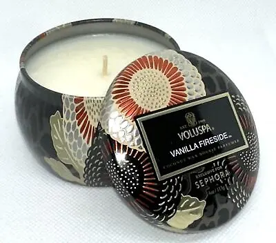 Voluspa Vanilla Fireside Candle | Mini Tin | 4 Oz. | 25 Hour Burn Time | Vegan • $14.49