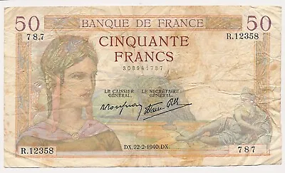 FRANCE Banknote 50 Francs 22.2.1940 • £8.10
