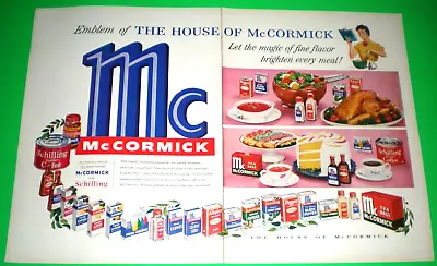 Large 1955 McCormick 2-page Ad ~ Spices Tea Coffee Food Coloring • $7.49