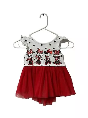 Disney 4T Minnie Mouse White Red Sleeveless Dress Tulle Tutu Valentines Day Girl • $12