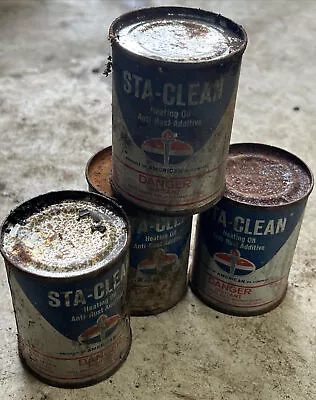 (4) Vintage Standard Oil STA-CLEAN Heating Oil Additive Cans / Empty Cans • $29.99