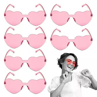 6-12pk Pink Love Heart Shaped Sunglasses Fancy Dress Party Festival Glasses Teen • £8.99