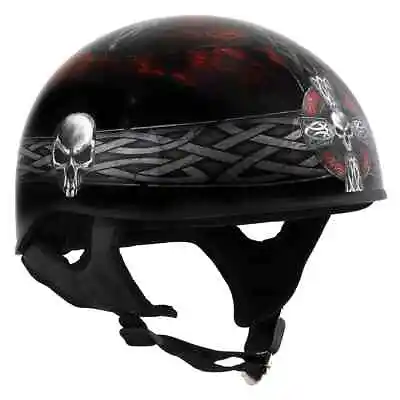 Hot Leathers HLD1008 'Celtic Cross' Motorcycle DOT Skull Cap Helmet • $74.99