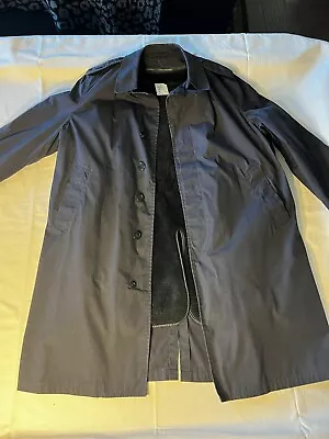 Vintage Military All Weather Trench Coat Removable Liner 42S Black Long Jacket • $50