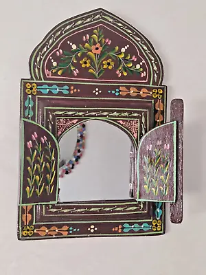 Vintage Moroccan Style Hand Painted Decorative Wooden Mirror With Door Shutters • $50