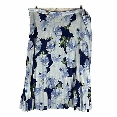 TAHARI Pleated Midi Skirt Size 18 Navy Light Blue Floral Print MSRP $79.00 NWT • $18.72