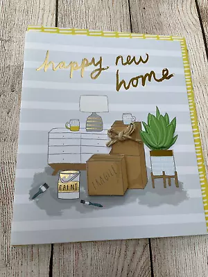 £1 • Buy Stunning Happy New Home Card - Moving House - Boxes And Ribbons 1