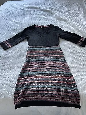 £19.99 • Buy Lovely Monsoon Black Knitted Dress Size S Pink Blue Fair Isle Festive Christmas