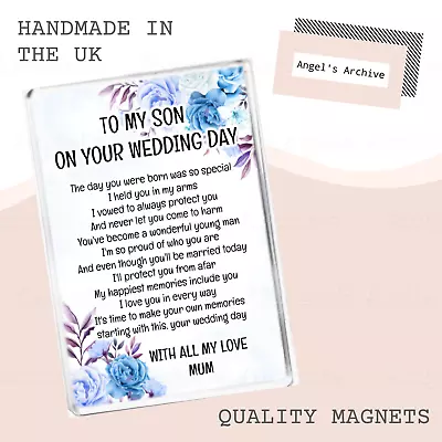 To My Son ✳ Wedding Day Poem ✳ Love Mum ✳ Fridge Magnet ✳ Keepsake Gift • £3.75