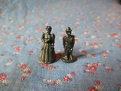 Two Miniature Pewter Figures Man Woman  Man 1  High   ?  Soldier  Fireman • $9.99