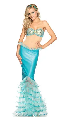 Mermaid Cosplay Costume Sea Princess Dress Aqua Blue Adult Women Party Halloween • $9.99