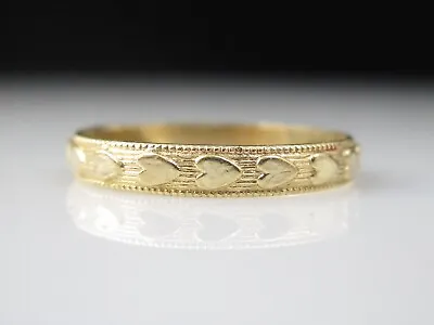Baby Ring Vintage Band Hearts 10K Yellow Gold Estate Infant Child Petite Small • $75