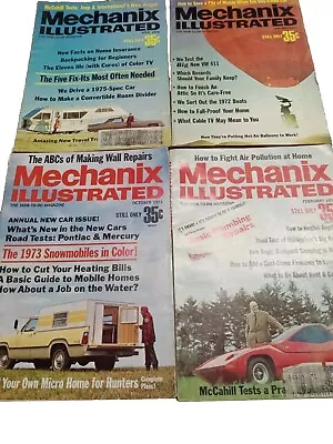 Lot Of 4 Vintage Mechanix Illustrated Magazine From 1972 + Bonus Book! • $21.72