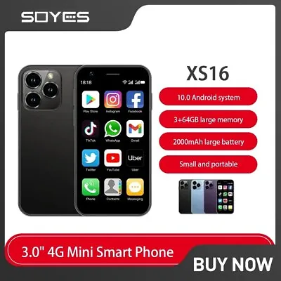 SOYES XS16 Mini Smartphone 3.0 Inch 4G LTE 3GB+64GB ROM Android 10.0 Quad Core • $56.98