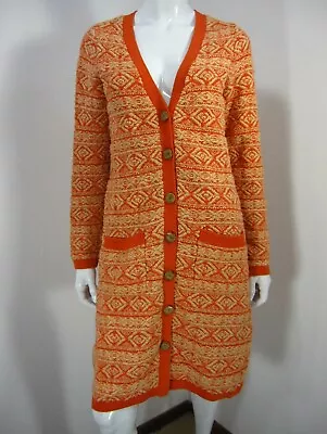  Moth Long Sleeve Knee Length Cardigan Sweater Size M Medium Orange Tan  • $41.99