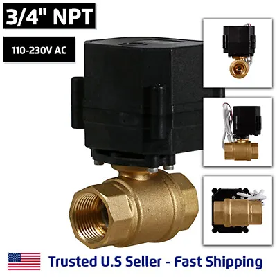 3/4  Motorized Electric Ball Valve 110V 120V To 220V AC 2 Wire Auto Return • $82.95