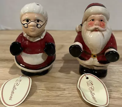 NEW TII Collections Winter Christmas Mr & Mrs Claus Salt Pepper Shaker Ceramic • $7.90