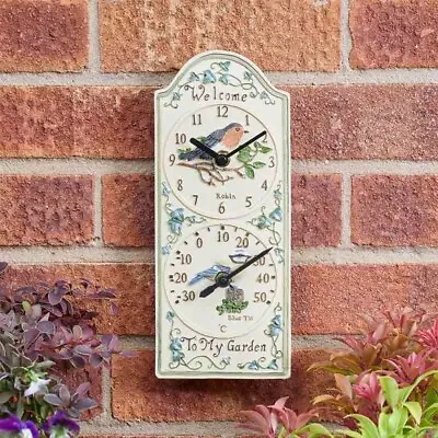 Smart Garden Birdberry Wall Clock & Thermometer 30 X 13cm Indoor Or Outdoor Use • £19.99