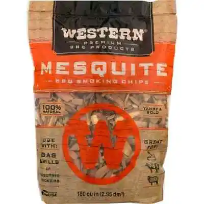 Western Premium BBQ Products Mesquite BBQ Smoking Chips 180 Cu In Free Shipping • $8.99