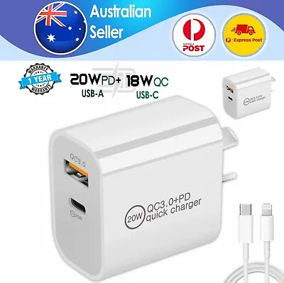 $6.99 • Buy 20W DUAL USB-C Type C Fast Wall Charger Adaptor QC3.0 For Android IPhone IPad AU