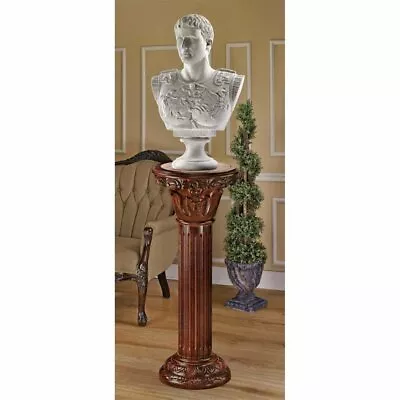 36.5 Hand Carved Ornate Solid Rose Marble Inlay Column Fluted Stand Museum Mount • $499.90